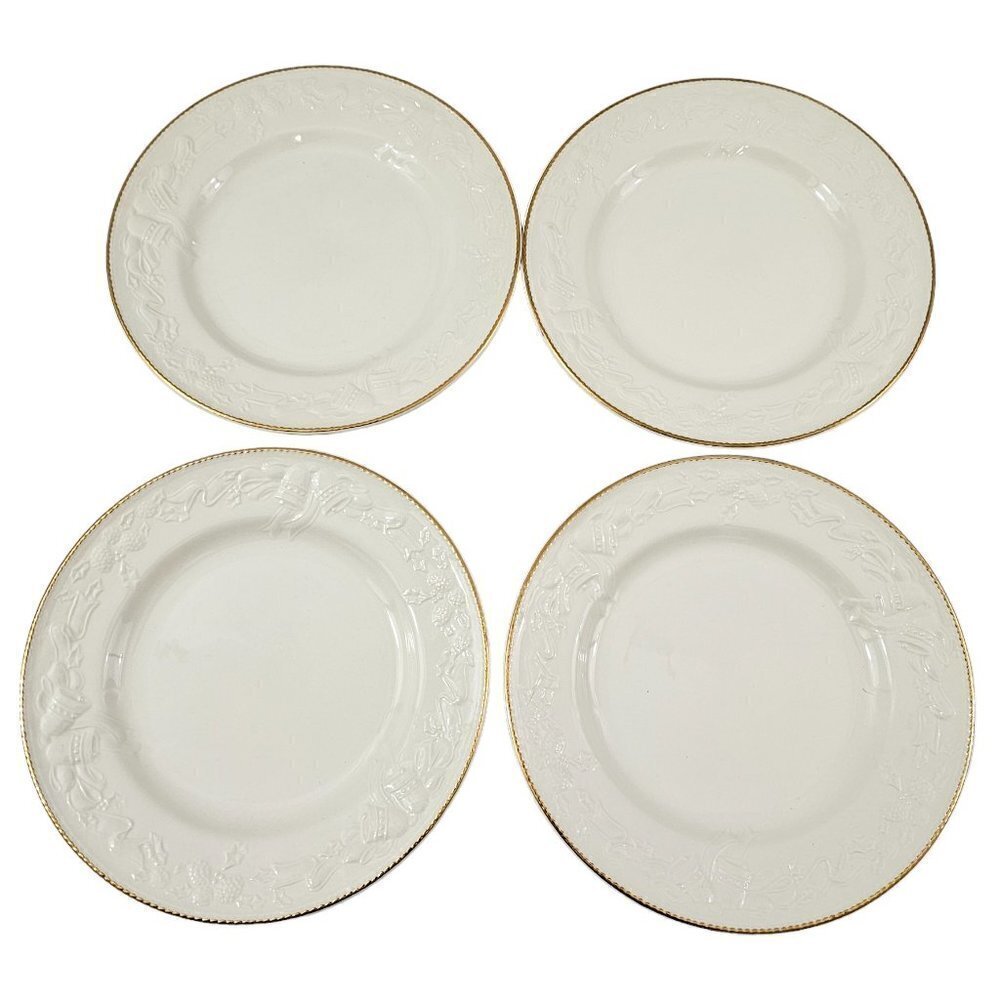 International Tableworks WHITE CHRISTMAS 8” Salad Luncheon Plates - Set of 4